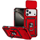 Apple iPhone 17 Pro Max Armor Magnetic Case Hybrid Metal Ring Holder Stand-Red