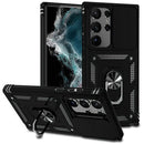 For Samsung S23 Ultra Ring Magnetic Kickstand Hybrid Case Cover - Black