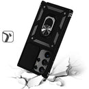 For Samsung S23 Ultra Ring Magnetic Kickstand Hybrid Case Cover - Black