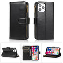 For Samsung S24 Ultra Luxury Wallet Card ID Zipper Money Holder Case Cover - Black