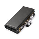 For Samsung S24 Ultra Luxury Wallet Card ID Zipper Money Holder Case Cover - Black