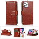 For Samsung S24 Plus Luxury Wallet Card ID Zipper Money Holder Case Cover - Brown