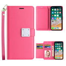 For iPhone 16E Wallet Case Double Fold with Extra Card Slots Pink