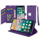 For iPhone 16 Pro Max Wallet Case Double Fold with Extra Card Slots Purple