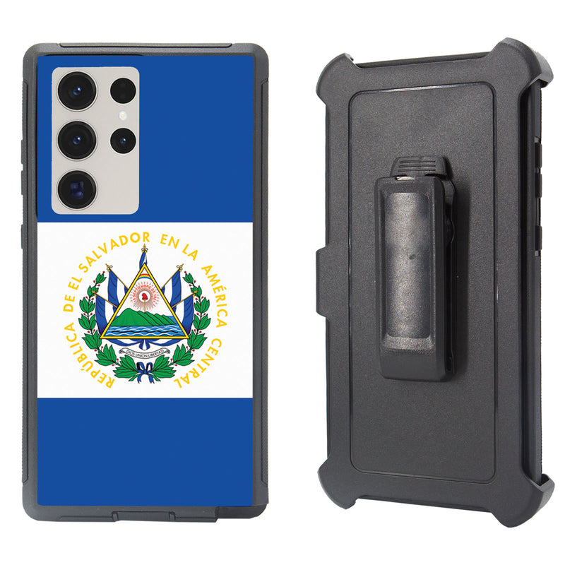 Shockproof Case for Samsung Galaxy S23 Ultra with Clip El Salvador Flag