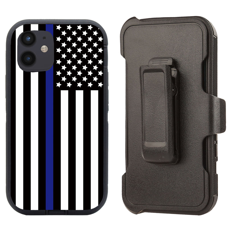 Shockproof Case for Apple iPhone 12 Mini 5.4" Police Flag Cover Rugged Heavy