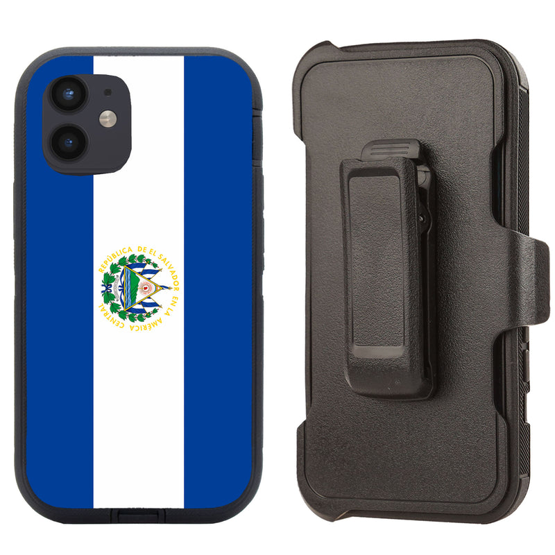 Shockproof Case for Apple iPhone 12 Mini 5.4" Flag El Salvador Cover Clip Rugged