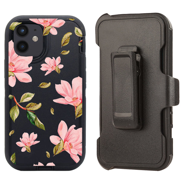 Shockproof Case for Apple iPhone 12 6.1" With Clip Floral