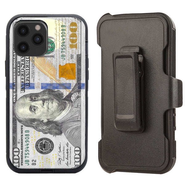 Shockproof Case for Apple iPhone 12 Pro Max with Clip $100 Dollar Bill