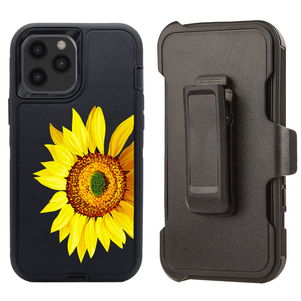 Shockproof Case for Apple iPhone 12 Pro Max with Clip Sunflower