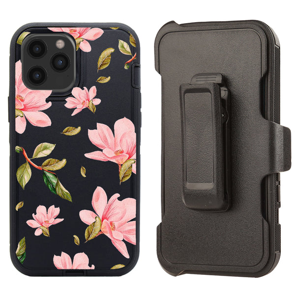 Shockproof Case for Apple iPhone 12 Pro Max with Clip Pink Foral