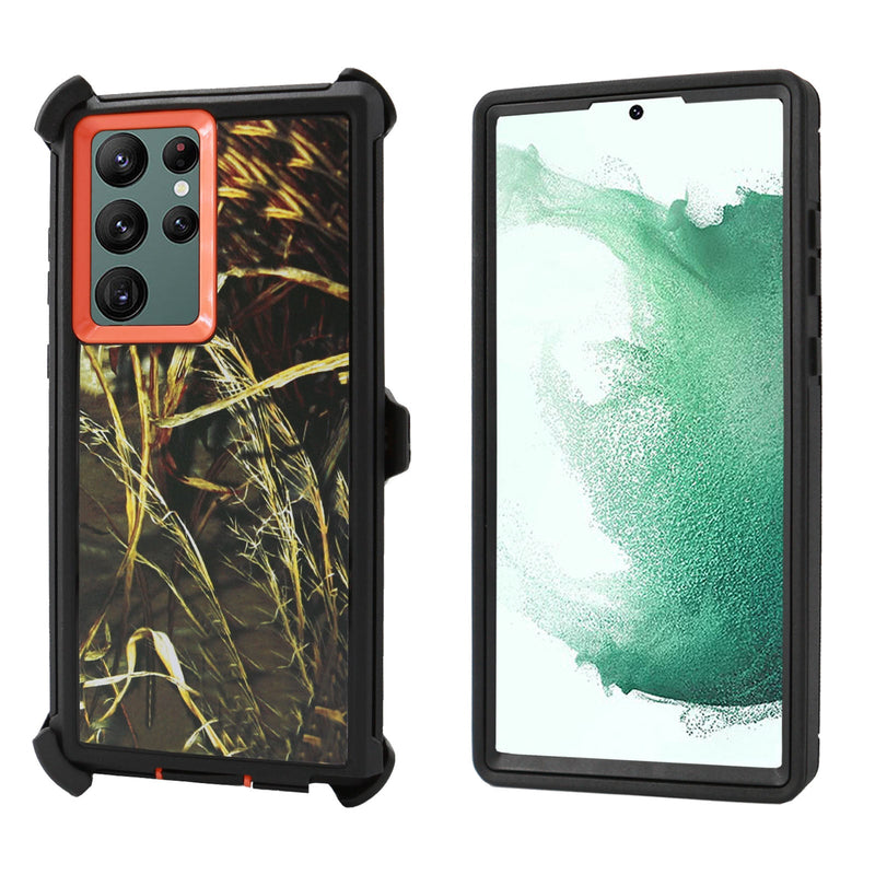 Shockproof Case for Samsung Galaxy S23 Ultra Camouflage Clip Cover Rugged Heavy