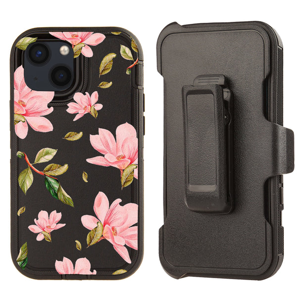 Shockproof Case for Apple iPhone 13 With Clip Rugged Heavy Duty Floral