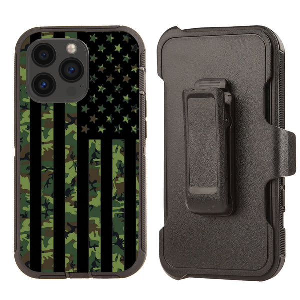 Shockproof Case for Apple iPhone 15 Pro Max Military Camouflage Flag