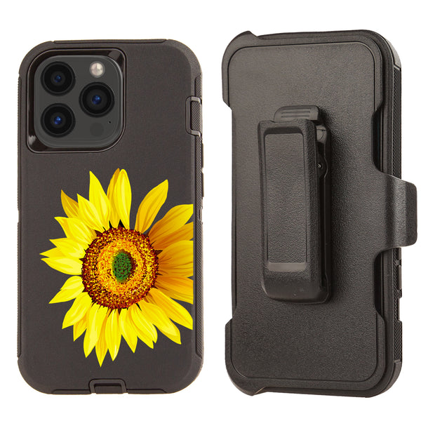 Shockproof Case for Apple iPhone 13 Pro Rugged With Clip Sunflower