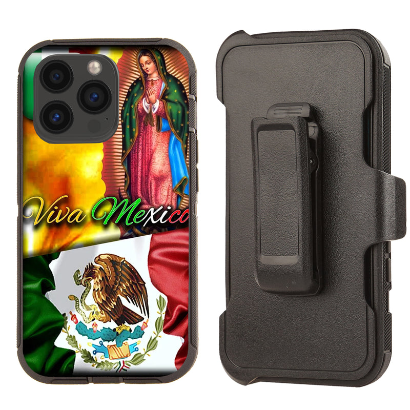 Shockproof Case for Apple iPhone 13 Pro Rugged With Clip Viva Mexico