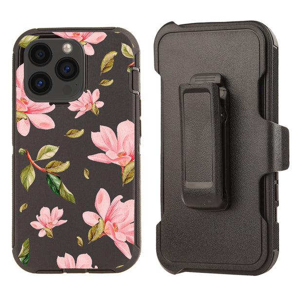 Shockproof Case for Apple iPhone 13 Pro Rugged With Clip Floral