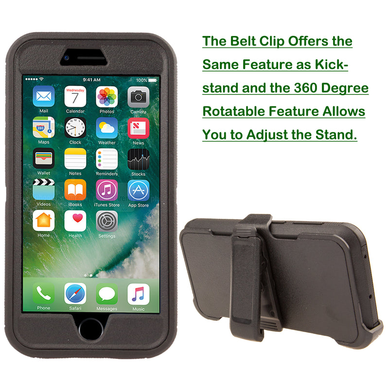 Shockproof Case for Apple iPhone 7+ 8+Cover Clip Rugged Heavy