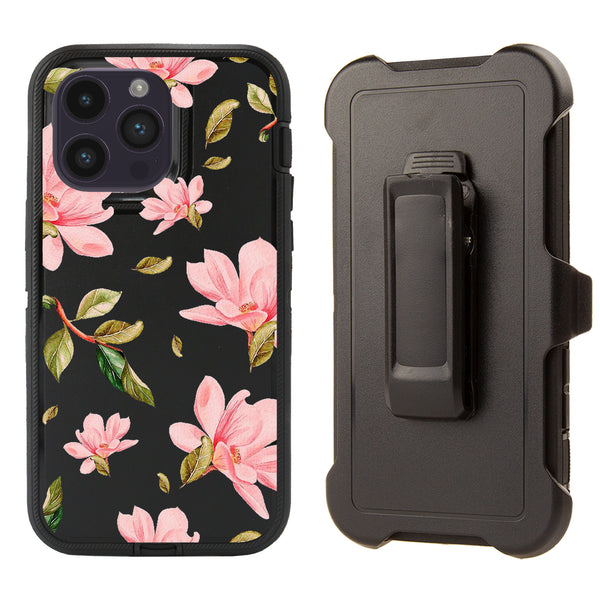 Shockproof Case for Apple iPhone 15 Pro Clip Rugged Heavy Duty Floral