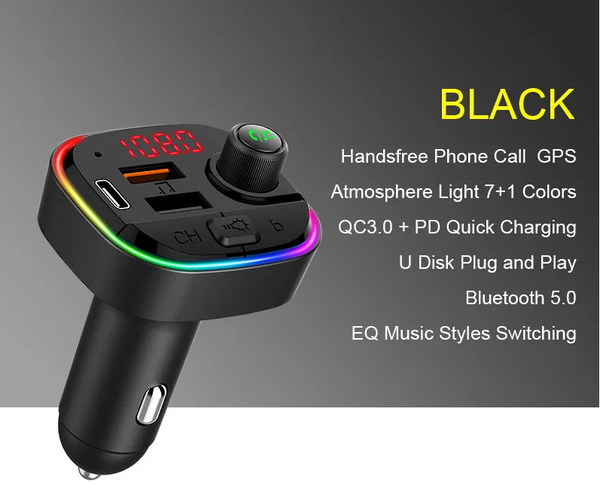 C13 FM Transmitter Aux Modulator Bluetooth Handsfree Car Kit Audio MP3 Player with 3.1A PD Quick Charge Dual USB Cars Charger