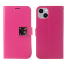 Premium Synthetic Leather Wallet Case for Apple iPhone 14 With Extra Credit Card Holder Stand Black