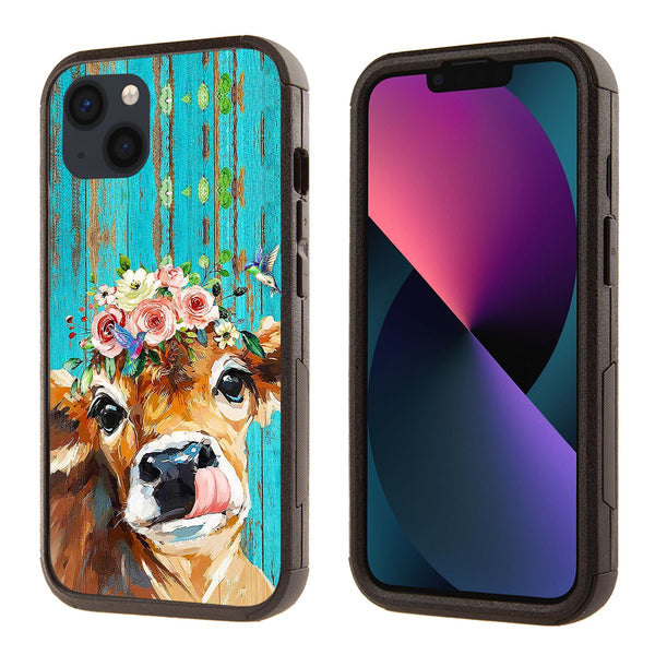 Printed Shockproof Case for Apple iPhone 15 Cute Cow