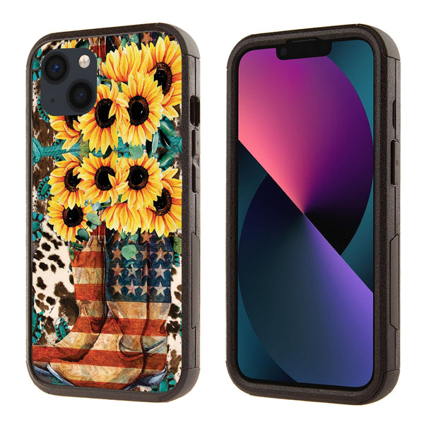 Printed Shockproof Case for Apple iPhone 15 Sunflower Boot