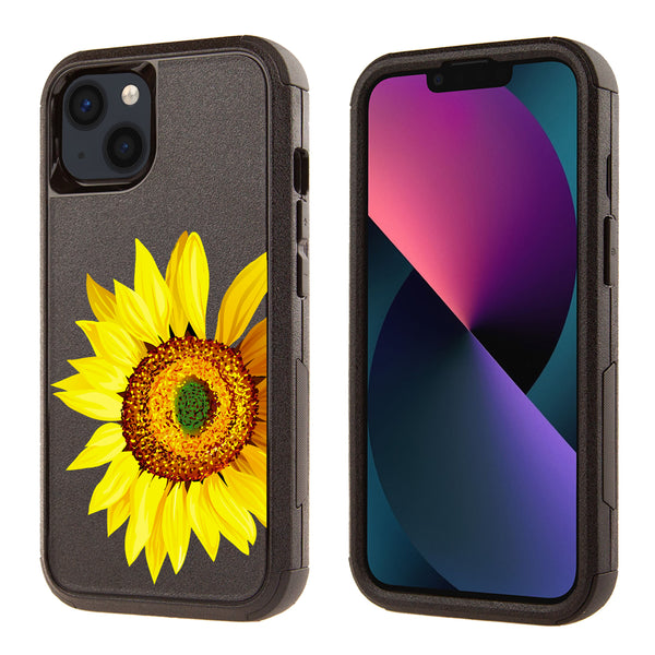 Printed Shockproof Commander Case for Apple iPhone 15 Sunflower