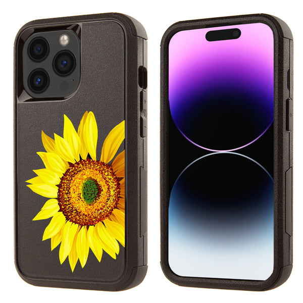 Printed Shockproof Tough Hybrid Case for Apple iPhone 15 Pro Sunflower