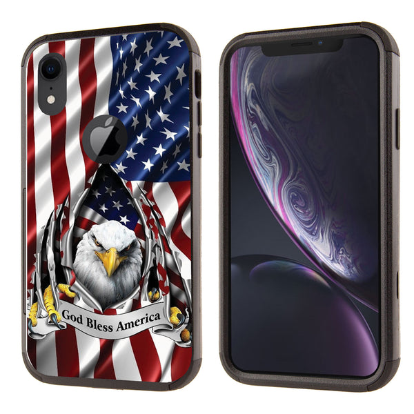 Printed Triple Layers Rugged Shockproof Case for Apple iPhone XR