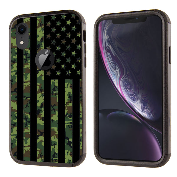 Printed Triple Layers Rugged Shockproof Case for Apple iPhone XR