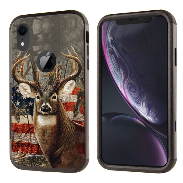 Printed Triple Layers Rugged Shockproof Case for Apple iPhone XR