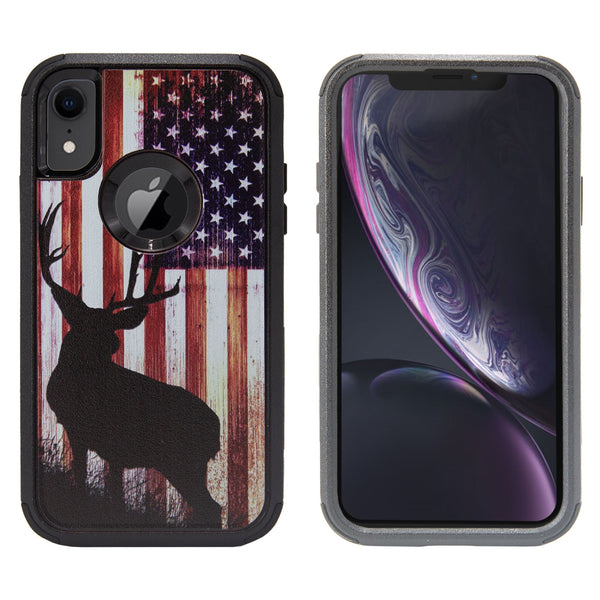 Printed Triple Layers Rugged Shockproof Case for Apple iPhone XR