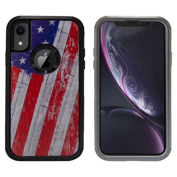 Printed Triple Layers Rugged Shockproof Case for Apple iPhone XR