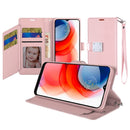 For iPhone 16 Pro Wallet Case Double Fold with Extra Card Slots Rose Gold