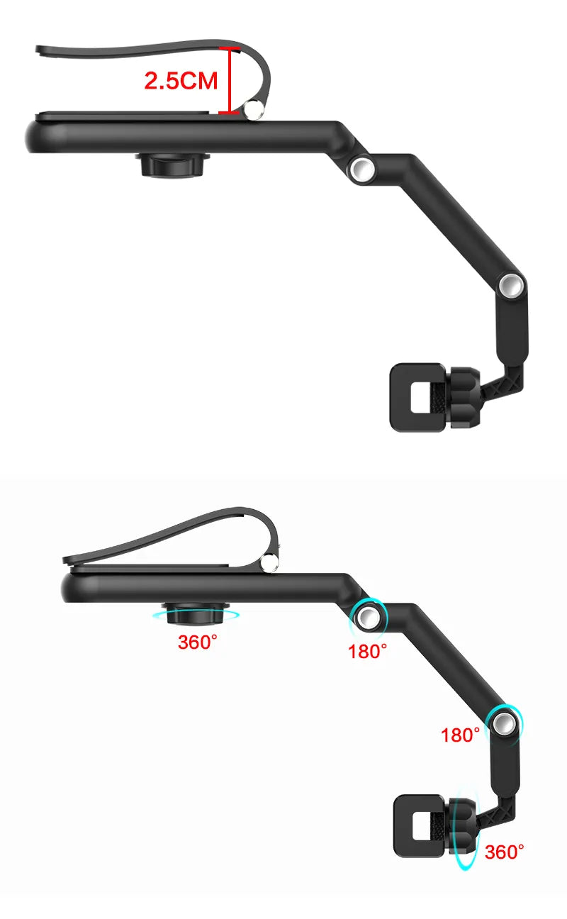 360° Adjustable Stable  Foldable Sun Visor Phone Holders 4-7 Inch Carbon Fiber