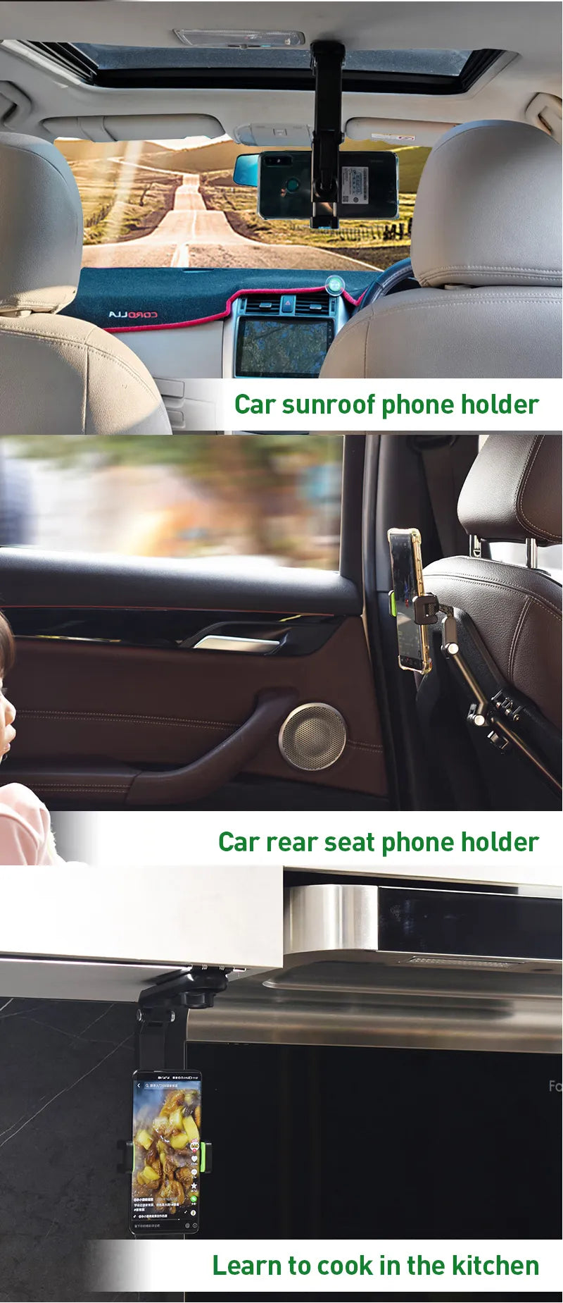 360° Adjustable Stable  Foldable Sun Visor Phone Holders 4-7 Inch Carbon Fiber