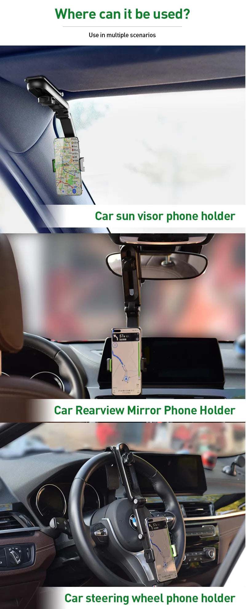360° Adjustable Stable  Foldable Sun Visor Phone Holders 4-7 Inch Carbon Fiber