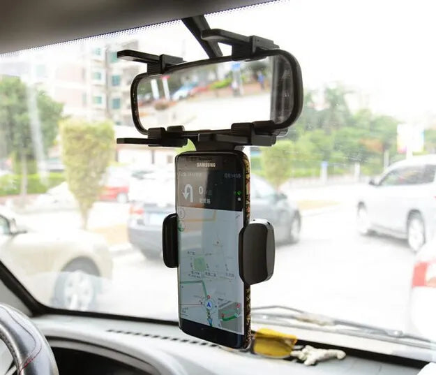 Universal Rearview Mirror Phone Holder Mounts Multi Function