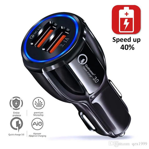Quick Charge QC 3.0 Car Charger Dual USB Adapter LED Display