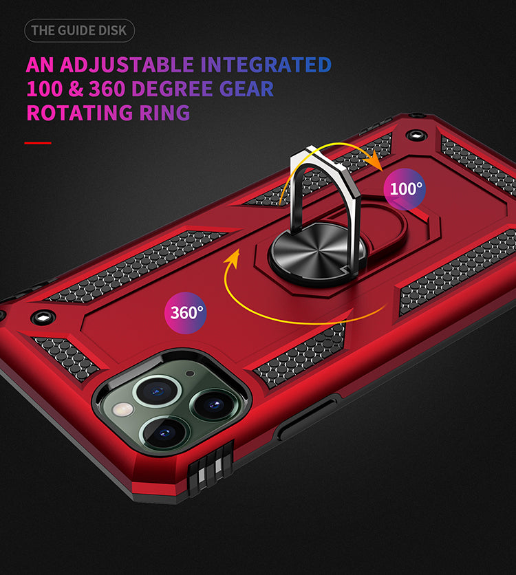 Apple iPhone XR Armor Magnetic Case Hybrid Metal Ring Holder Stand Gold