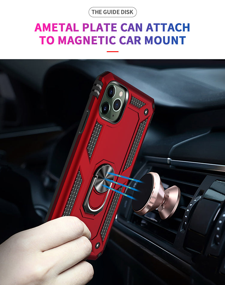 Apple iPhone XR Armor Magnetic Case Hybrid Metal Ring Holder Stand Gold