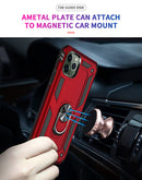 Apple iPhone 16 Plus (16+)  Armor Magnetic Case Hybrid Metal Ring Holder Stand Red
