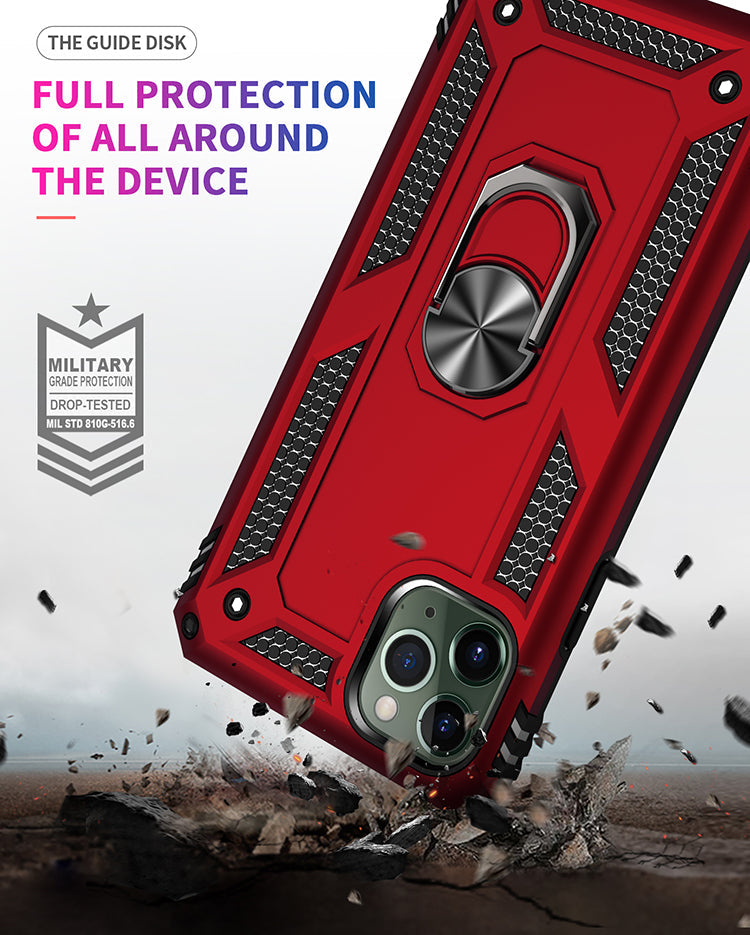 Apple iPhone 16 PRO MAX  Armor Magnetic Case Hybrid Metal Ring Holder Stand Red