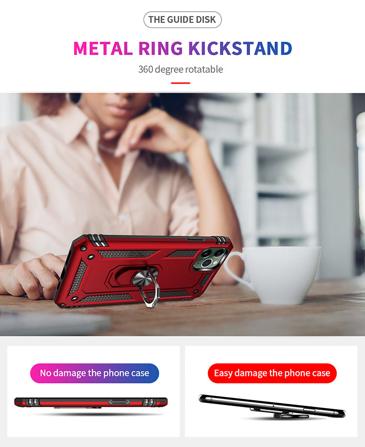 Apple iPhone XR Armor Magnetic Case Hybrid Metal Ring Holder Stand Gold