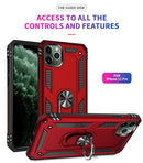 Apple iPhone 16 Pro Armor Magnetic Case Hybrid Metal Ring Holder Stand Red