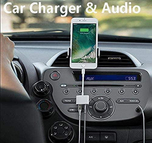 Charger and Headphone 2 in 1 Lightning to 3.5mm Aux Audio Cable Cord Splitter Adapter