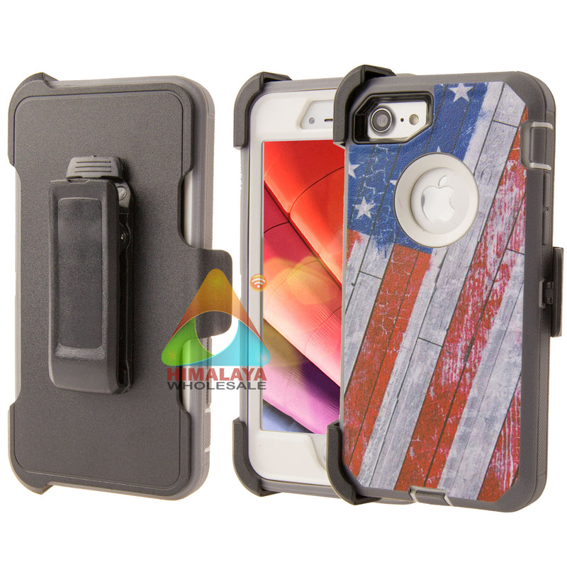 Shockproof Case for Apple iPhone 7+ 8+ Camouflage Clip Cover Rugged Heavy Duty