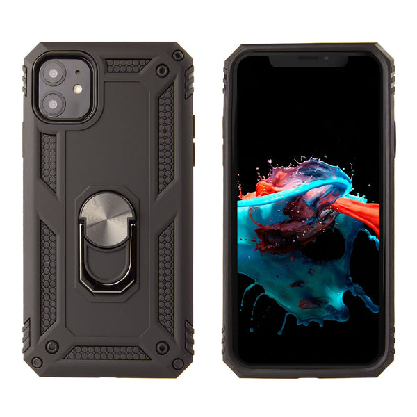 Apple iPhone 13 Pro Armor Magnetic Case Hybrid Metal Ring Holder Stand