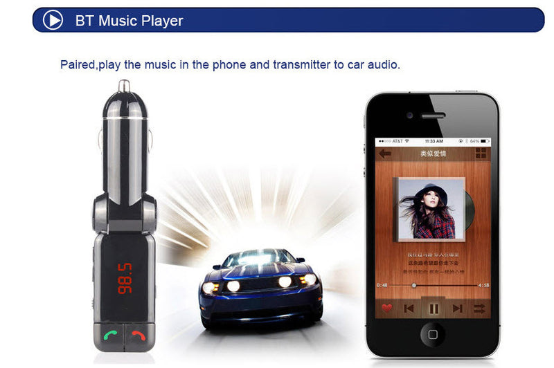 Car Bluetooth Receiver FM Radio Transmitter Charger Music Player